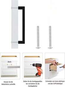 1pc Black Cabinet Handle, Matte Black T-Shaped And Square Stainless Steel Kitchen Handle, Furniture Hardware ,Door Knob Cabinet Wardrobe Drawer Pull,Cabinet Pulls - Black - View 5