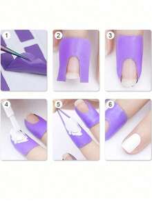 1pcs U-Shaped Nail Polish Protector Film - Disposable Anti-Overflow Stickers For Nail Art, Prevents Smudges & Mess, Perfect For DIY Manicures At Home & Salon Use - Màu tím - Xem 5