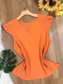Women's Fashion Crepe Tank Top - Orange - View 3