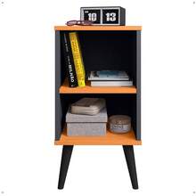 Mesa De Cabeceira Livreiro Pequena Retro Varias Cores Charme - Cinza/Nature - Visão 2