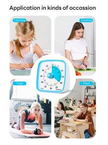Yunbaoit 60 Minute Visual Countdown Timer With Night Light, Suitable For Anyone's Visual Timer, Suitable For Silent Timers In Homes, Classrooms, And Kitchens  Blue