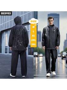 بدلة مطر للرجال BM، طقم معطف مطر وبنطال للدراجات النارية للبالغين عالي الجودة قابل للفصل، باللون الأسود، مناسب للدراجة والعمل في الهواء الطلق والتنزه
