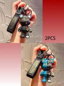 1-2件创意卡通机械熊钥匙扣/优雅包包钥匙圈/汽车挂件，个性ins风1pc可爱卡通尖叫熊钥匙扣，摆件，适合日常使用，半解剖机械小熊情侣背包挂件，桌面摆件，学生小礼物，派对礼物 - 藍色 - 查看 17
