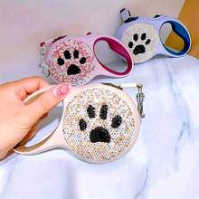 Laisse rétractable pour chien mignonne avec paillettes en diamant de 5 mètres