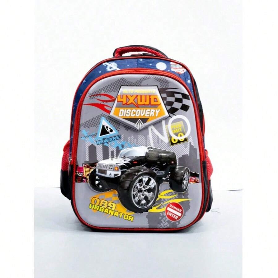 Mochila Escolar Infantil Estampada 3D Tam M REF 1401 - CARRO - Visão 1