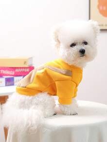 1 bộ quần áo thú cưng, quần áo cho chó mèo, áo hoodie hoạt hình dễ thương, thoải mái cho chó con và chó nhỏ - hình sư tử - Màu vàng - Xem 4