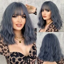 Women's Silver Gray Blue Green Synthetic Wig For Crazy Party Dress Up - Dodge Blue - View 1