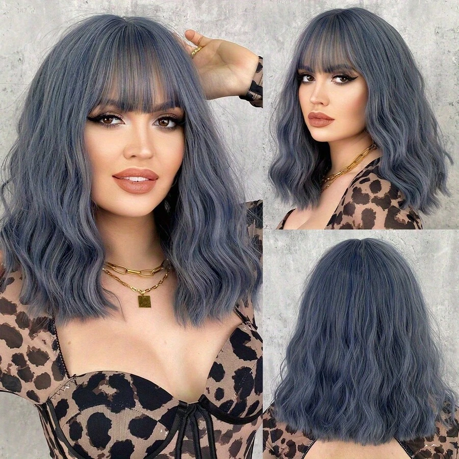 Women's Silver Gray Blue Green Synthetic Wig For Crazy Party Dress Up - Dodge Blue - View 1