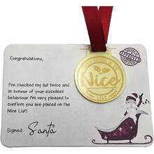 1 Pc Christmas Medals With Greeting Cards, Christmas Nice List Medal Greetings, Funny Badge Christmas Greeting Card, Personalized Honor From Santa Claus (A) Christmas Christmas Decorations Christmas Pajamas Christmas Gifts Christmas Decor