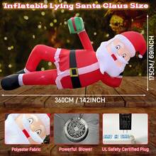 11.8 FT Inflatables Lying Santa Claus Outdoor Decorations, Blow Up Giant Inflatables Sleeping Santa Claus With LED Lights For Eaves Roof Garden Lawn Xmas Winter Party Holiday Indoor & Outdoor Decor - 查看 2