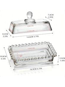 1 Stück 6,5 Zoll Glas Butterdose mit Deckel - transparenter rechteckiger Butterbehälter, spülmaschinenfest, auslaufsicheres Verschlusssystem, elegante strukturierte Form, geeignet für Schranklagerung/Gewürzaufbewahrung, Größe: 6.6x3.4x3.4 Inches, klassisches Küchenhelfer - Verschiedenfarbig - Übersicht 6