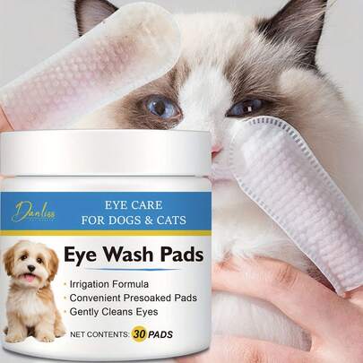 30 Confezioni di Dischetti Detergenti per Occhi di Cani e Gatti - Formula Delicata, Lenitiva e Stimolante, Idratante e Illuminante - Adatti per una Comoda Cura Pre-Lavaggio di Tutte le Razze e Tipologie Fisiche, per Uso Quotidiano