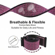 Correa de Reloj de Nylon Ajustable de 18mm, Correa Deportiva de Liberación Rápida (Negra) - ciruela madura - Ver 3