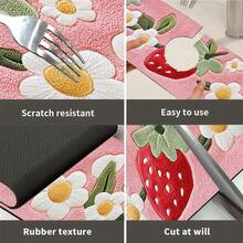 1pc/90pcs Strawberry And Floral Patterns Printed Faucet, Water-Absorbing Drying Mat, Retro Coffee Water-Absorbing Quick-Drying Mat, Rubber-Based Toilet And Kitchen Countertop Faucet Water-Absorbing Drying Mat, Suitable For Faucets Used In Offices, Commercial Farms And Homes, Decorative Store Kitchen Decorations - ZLTD-261 - View 3