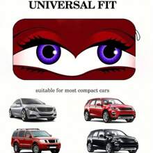 Red Wood Color Cute Big Eyes Car Sun Visor, UV-Resistant, Heat-Resistant, Easy To Install, Suitable For Most Cars, Polyester Fiber Car Interior Accessory, Car Windshield Sunshade With UV Protection, Heat Insulation And Bubble Material
