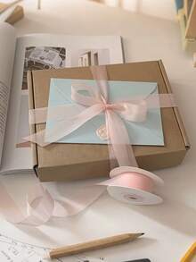 1 Roll Of 20 Yards Of 0.98in Milk Snow Yarn Ribbon, Suitable For DIY, Weddings, Christmas Decorations, Bow Making, Crafts, Cards, Gifts, Flower Accessories, Woven Ribbons And Gift Wrapping Materials - Bow Ribbons, Shoe And Hat Crocheting Supplies/Handmade Supplies/Autumn Decoration Supplies/Holiday Supplies/DIY Accessories, Valentine's Day/Halloween/Christmas/New Year - Multicolor - View 4