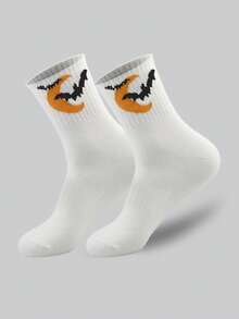 2/5/10 perechi de șosete amuzante până la jumătatea gambei, cu model aleatoriu de fantome și dovleci de Halloween pentru femei, potrivite pentru petrecerea de Halloween și purtarea zilnică - Multicolor - Vizualizare 7