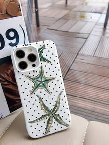 1 件简约海星圆点图案防水防震防滑 TPU 二合一软手机壳保护套适用于苹果手机 - 彩色 - 查看 1