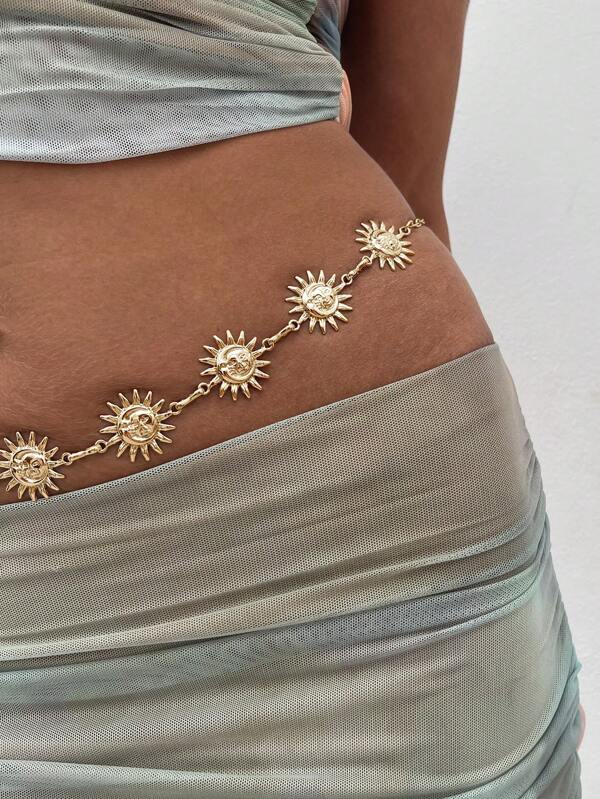 1 Peça Joia de Corpo Estilo Boêmio Vintage de Metal em Formato de Girassol Sexy, Adequada para Mulheres para Uso Diário, Festa, Praia, Decoração de Férias