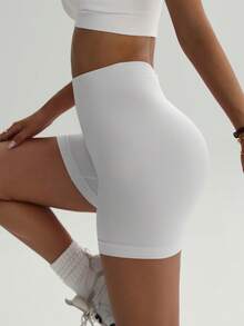 Quần short cạp cao ôm sát, quần short bó sát không nâng ngực, quần short đạp xe, quần short ôm dáng. - trắng - Xem 9