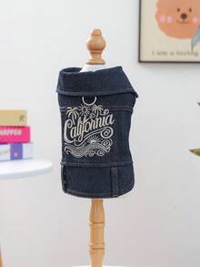 1pc Pet Clothes, Happy Dog Casual Fashionable Cute Comfortable Golden California Jacket For Small Dogs & Cats