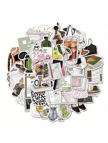 SCXXBSW 50pcs Clean Girl Cartoon Graffiti Stickers Decorative Water Cups Notebook Luggage Waterproof Stickers - Multicolor - View 5