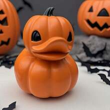1pc Orange Pumpkin Shaped Halloween Duck Ornament, Halloween Decorative Accent, Resin Tabletop Figurine Gift Home Decor Fall Decor Room Decor