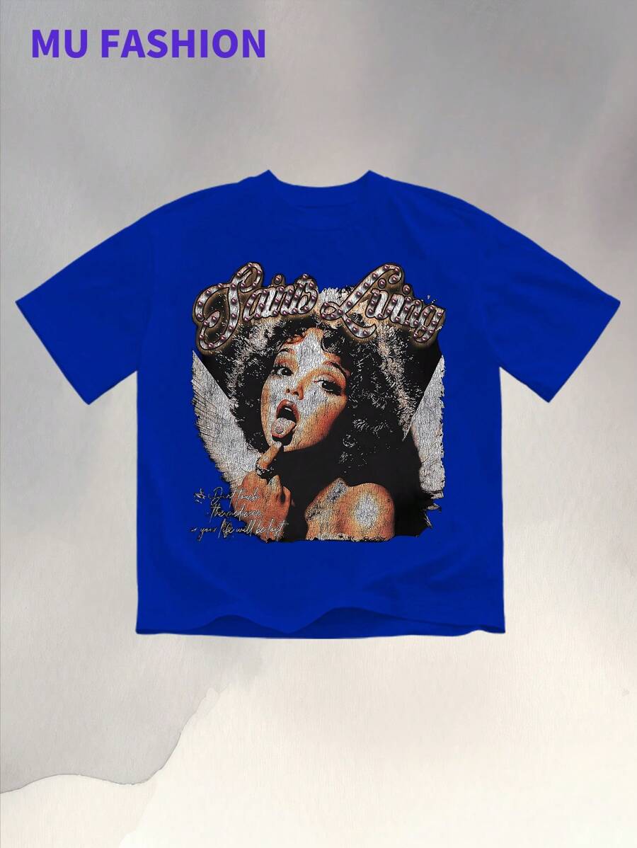 Angel Graphic Tee (220g Cotton T-Shirt) Streetwear Tee: Move In Silence  Printed T-Shirts, Cotton T Shirt Unisex T-Shirts, Casual And Comfortable To Wear Men's T - Shirt Ideal For Both Casual Outings And Home Relaxation Funny T Shirts