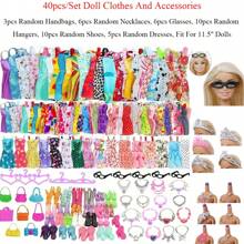 36pcs Doll Dress Up Set, Includes 5 Outfits, 20 Pairs Of Shoes, 6 Crowns, Necklaces; Fashionable Mix & Match Doll Wardrobe, Durable Plastic Material. - Multicolor - View 17