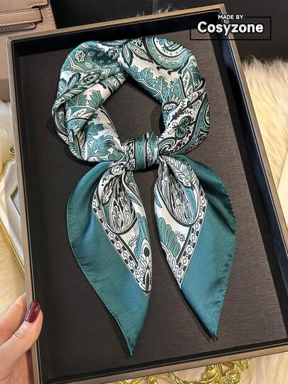 1pc Bohemian Style Paisley Print 27.5in Square Scarf, Versatile Bandana For Women, Suitable For Casual, Fashion Street Style, Outdoor Windproof Sunscreen Shawl To Complement Your Look For Dress