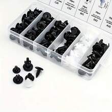 100pcs/Set Car Clips, 6 Universal Sizes, Black Nylon Material, Bumper Fasteners + Grommets + Clips, Car Fastener Accessories