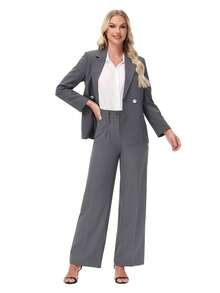 Women's Petite/Regular/Tall 3 Lengths Wrinkle-Free Flowy Office Dress Pants Slacks Breathable Workout Casual Wide Leg Stretchy High Waist Business Trousers - Màu Xám nhạt - Xem 8