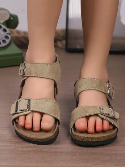 Sandalias de verano de moda versátiles y casuales para niñas, sandalias planas cómodas y resistentes con suela de madera suave, zapatos de playa, zapatos escolares, zapatos de princesa