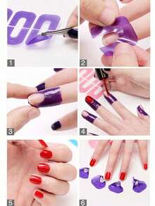 1pcs U-Shaped Nail Polish Protector Film - Disposable Anti-Overflow Stickers For Nail Art, Prevents Smudges & Mess, Perfect For DIY Manicures At Home & Salon Use - Màu tím - Xem 4