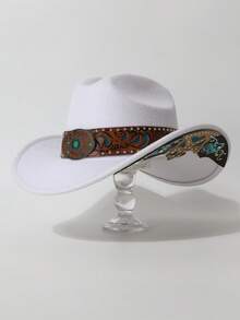 1pc Women's Fashion New Rivet Embroidered Brim Decor , European & American Western Cowboy , Jazz , Suitable For Party, Western Theme Event, Gathering, Cosplay, Graduation Ceremony, Masquerade, Holiday, Birthday Celebration, Music Festival, Travel & Hiking, Sports Events - Top Hat - View 13
