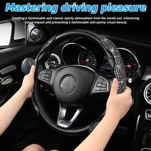 D2PCS Car Steering Wheel Cover AntiSlip Sparkly Glitter Bling Diamond Crystal Rhinestones Automotive Steering Wheel Protector For Women Girls Vehicle Accories Universal Fit Pink 7001 - 粉色 - 查看 2