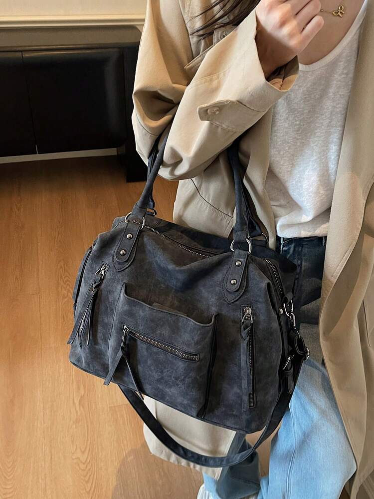 Grote schoudertas voor dames, nieuwe, modieuze, veelzijdige crossbodytas - Zwart - Bekijken 7