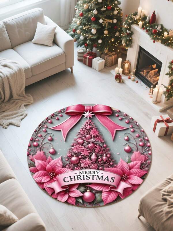 1pc Christmas Tree Bow Bath Mat, Bathroom Rug, Door Mat, Small Rug, Carpet, Floor Mat, Home Decor, Area Rug, Outdoor Mat, Home Decoration, Area Carpet, Bedroom Carpet, Washable Carpet, Decorative Rug