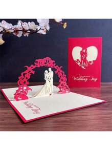 3D Pop-Up Wedding Greeting Card With Envelope, Romantic Lover Paper Carving Handmade Card, Sweet Wedding Party Invitation, Valentine's Day/Anniversary Card, Graduation Season Love Card