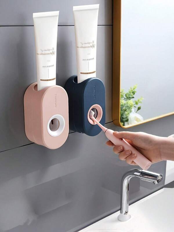 Distributeur et presseur automatique de dentifrice anti-poussière, pour porte-brosses à dents muraux, organisateur et rangement de salle de bain, cadeau de fête, décoration de salle de bain, rangement de brosse à dents et de dentifrice, décoration d'automne, rentrée scolaire