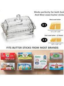 1 Stück 6,5 Zoll Glas Butterdose mit Deckel - transparenter rechteckiger Butterbehälter, spülmaschinenfest, auslaufsicheres Verschlusssystem, elegante strukturierte Form, geeignet für Schranklagerung/Gewürzaufbewahrung, Größe: 6.6x3.4x3.4 Inches, klassisches Küchenhelfer - Verschiedenfarbig - Übersicht 3