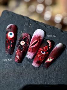 1 miếng dán móng tay nghệ thuật Halloween màu đỏ sẫm Bloody Mary dập nổi 5D, hiệu ứng vết thương đau đớn chân thực, họa tiết nhỏ nghệ thuật móng tay máu me, hình hoa quỷ máu me, thích hợp cho việc tự trang trí móng tay, thiết kế móng tay, phụ kiện làm móng, miếng dán móng tay - Nhiều màu - Xem 6