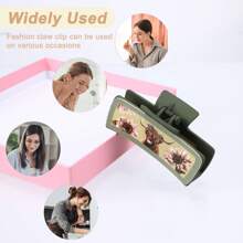 Hair Claw Clips, Highland Cattle Hair Claw Clips For Women, Matte Faux Leather Hair Claw Clips For Thick Hair