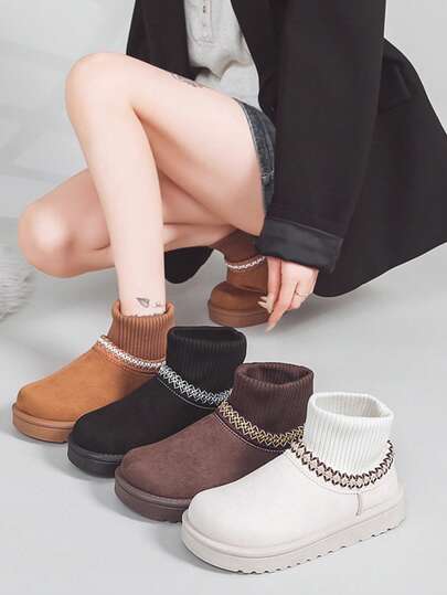 2025 Autumn/Winter Plush Lined Fashion Warm Snow Boots, Suitable For Indoor And Outdoor Wear