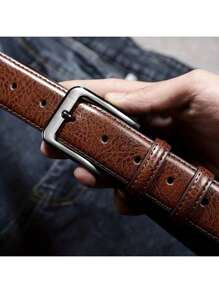 1 Stück Herren Leder Gürtel mit Schnalle, Lässig Retro Stil, geeignet für Jeans, Vatertags- & Valentinstags-Geschenk