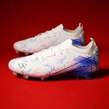 新款推荐足球鞋，适合学校、学生、比赛、训练——低帮、长钉、耐磨、防滑，青少年及成人均适用，男女通用 - 白色 - 查看 2