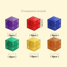 Juego de bloques de construcción magnéticos - Cubos sensoriales STEM, adecuados para niños, mis bloques de rompecabezas magnéticos, juguetes de regalo de cumpleaños de Halloween y Navidad (estilos de patrones de colores aleatorios) Juguetes de bloques de construcción magnéticos para preescolar, juguetes de bloques de construcción translúcidos, adecuados para niños y niñas de 3 a 6 años, juguetes sensoriales Montessori STEM magnéticos para preescolar