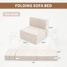 Lilypelle 6" Extra Thick Folding Sofa Bed, Tri Folding Floor Mattress, Sofa Futon Folding Chair Bed, Portable Floor Beds Folding Couch For Playroom - 白色 - 查看 2