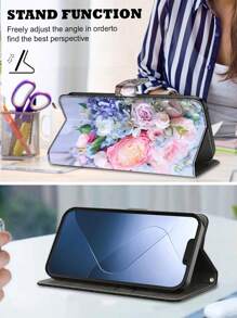 GLANDOTU PU Leather Standing Folding Wallet Case With Magnetic Closure Card Slot And Shock Resistant Flip Flap Compatible With Samsung Galaxy Mobile Phones And Others - Colourful Flowers Compatible With IPhone15/15Plus/15Pro/15Promax Waterproof Anti-Fall Scratch Resistant