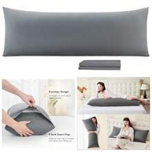 COME Hot-Sell Body Pillow Pillowcase, Ultra Soft Microfiber Long Pillow Cover, Envelope Closure Large Pillow Cases 20x54 Inch (Dark Gray) - Dark Gray - 查看 1